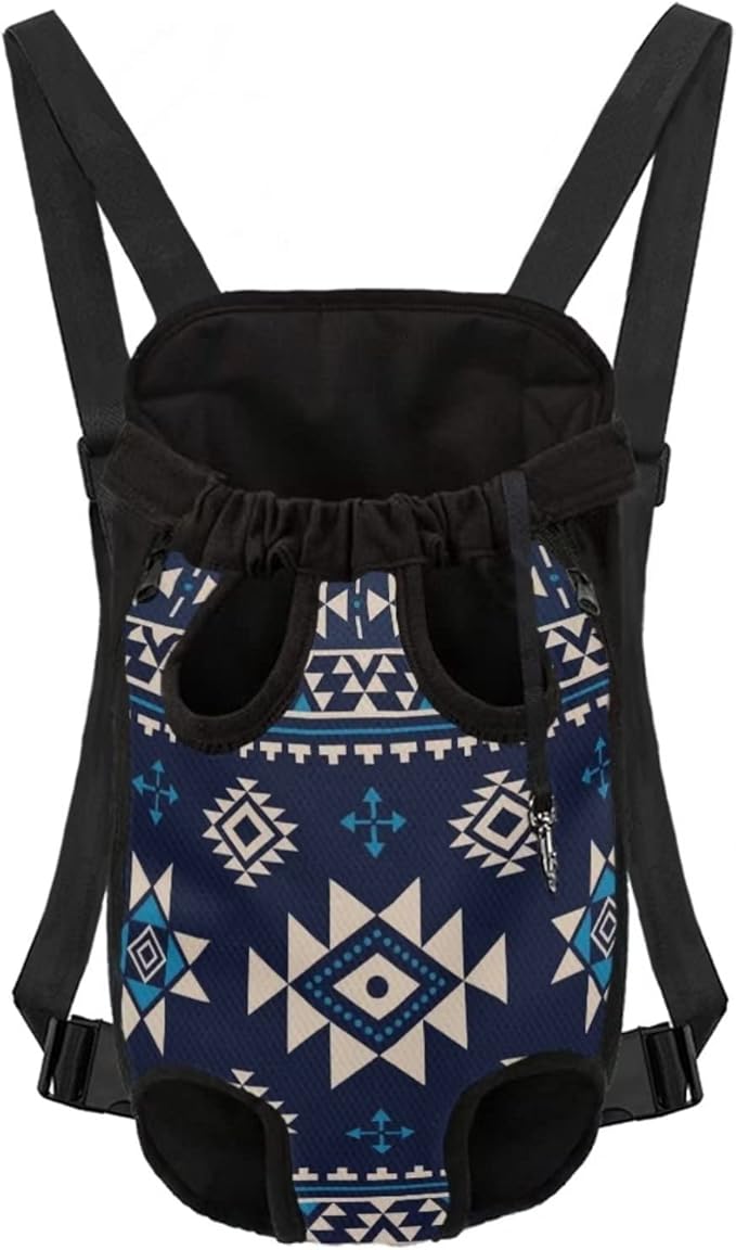 Blue Ethnic Tribal Design Pet Backpack for Dog Cat Sling Carrier