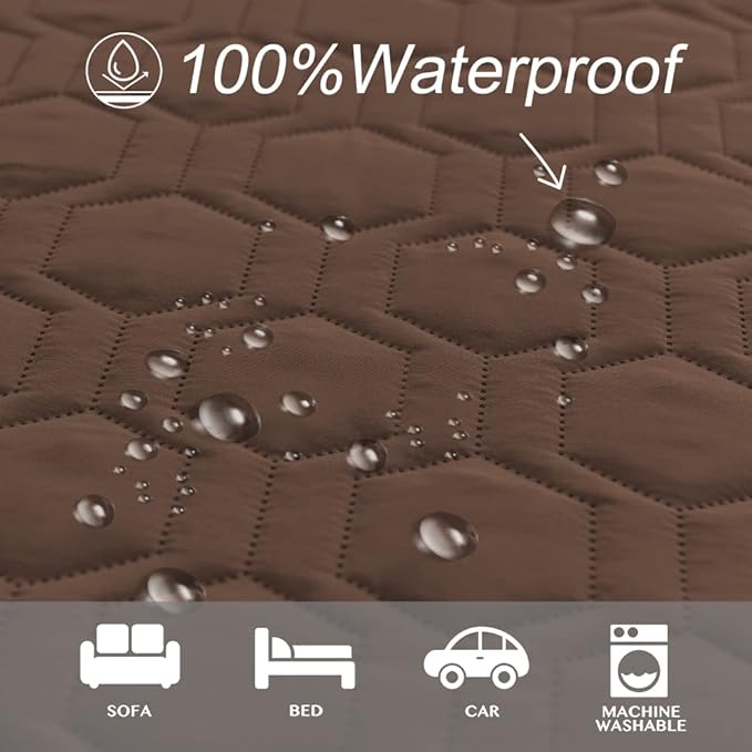 Waterproof and Anti-Slip Dog Bed Cover and Pet Blanket Sofa Pet Bed Mat ,car Incontinence Mattress Protectors Furniture Couch Cover for Most Cats Dogs Pets(52x82-Chocolate)