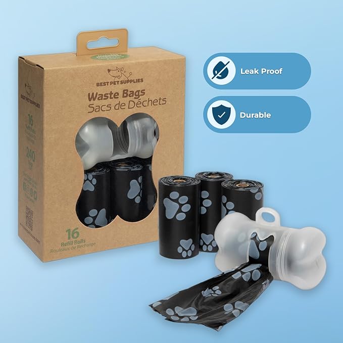 Best Pet Supplies Dog Poop Bags (240 Bags) for Waste Refuse Cleanup