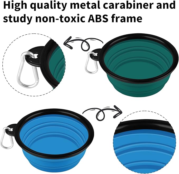 COOYOO Collapsible Dog Bowl 2 Pack 2 Carabiners