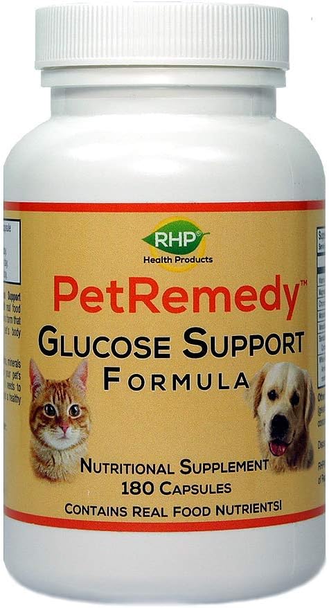 PetRemedy Pet Blood Sugar Support. Natural Supplement maintains Healthy Glucose Levels in Diabetic Cats and Dogs. (180 Capsules 90 Days