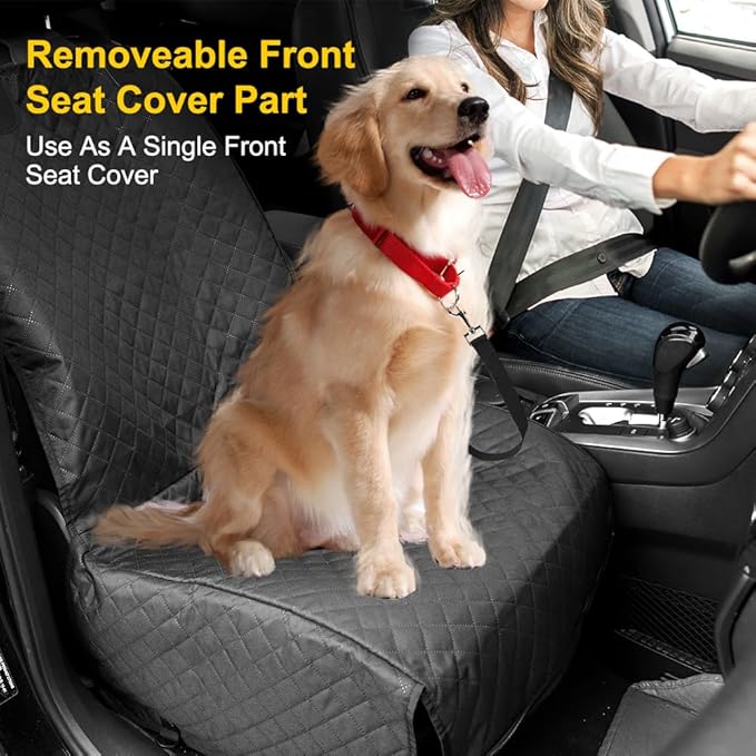 Vailge 6 in 1 Dog Car Seat Cover for Back Seat 60/40 Split 100% Waterproof