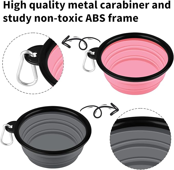 COOYOO Collapsible Dog Bowl 2 Pack 2 Carabiners