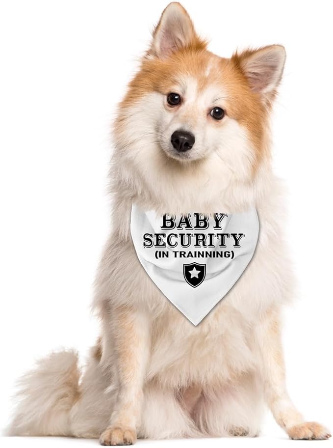 Baby Security in Training Dog Bandana, Dog Bandana, White Dog Scarf Accessories, Pet Dog Triangle Scarf, Dog Bandana Pet Scarf, Dog Bandana for Small Medium Large Dogs, Gift for Dog Lover (B13)