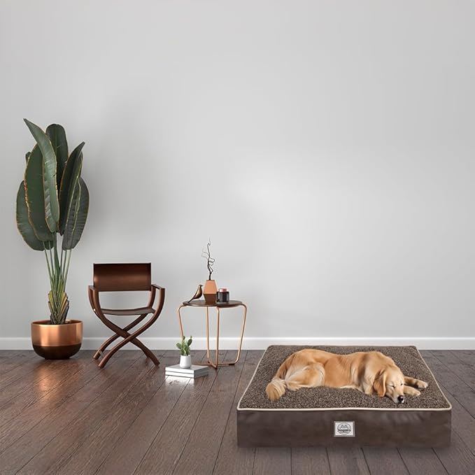 Memory Foam Dog Bed for Large Dogs- Waterproof Dog Bed Mat with Removable Washable Cover
