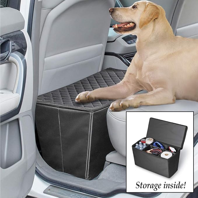 Collections Etc Quilted Pet Seat Extender with Adjustable Storage Bins for Travel