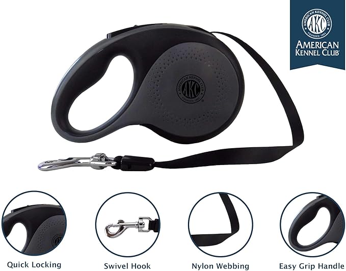 American Kennel Club Retractable Tangle-Free Dog Leash 16.4ft, for 110 lbs,