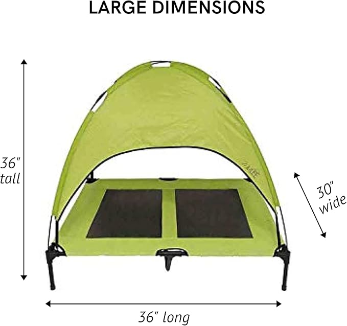 Midlee Green Dog Cot with Canopy (30" x 36")