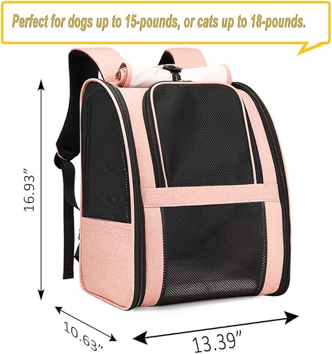 Texsens Pet Carrier Backpack with Window Blind for Small Cats Dogs
