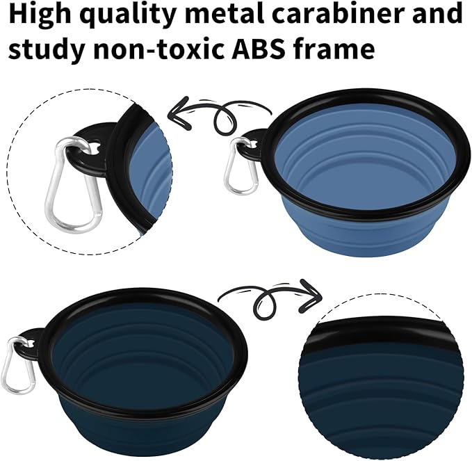 COOYOO Collapsible Dog Bowl 2 Pack 2 Carabiners