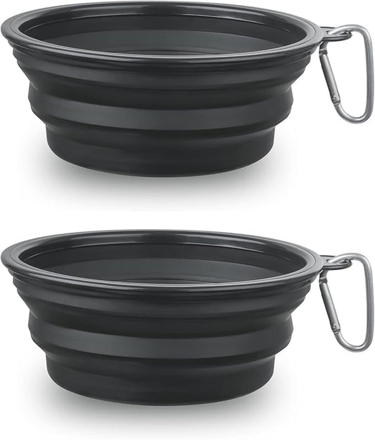 Dog Bowl Pet Collapsible Bowls 2 Pack 2 Carabiners