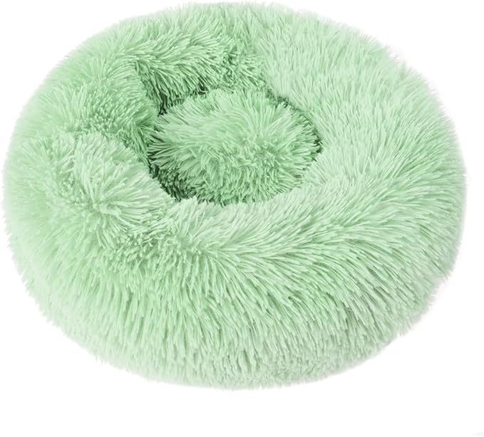 otoez Kitten Puppy Bed Extra Small XS Round Dog Cat Beds Anti Anxiety Plush Pet Calming Donut Bed with Non-Slip Waterproof Bottom (15.7",Teal)