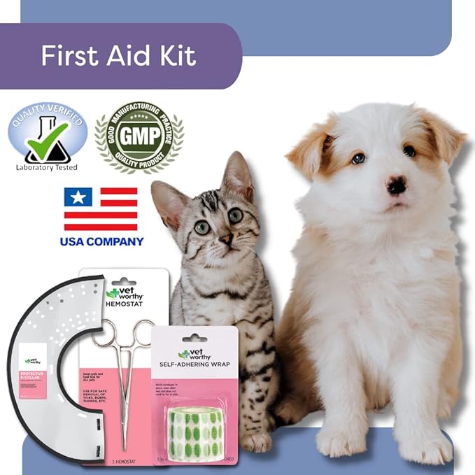 Vet Worthy Dog and Cat First Aid Kit 1 Adjustable 1 Hemostat, 1 Self-Adhering