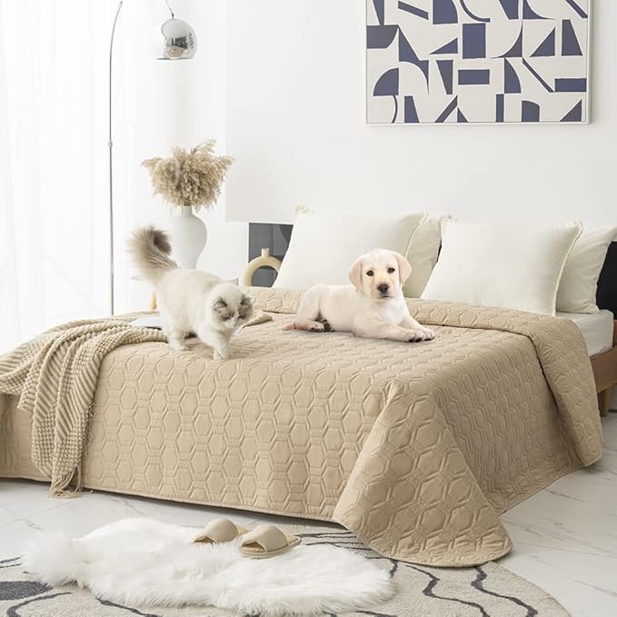 Waterproof and Non-Slip Dog Bed Cover and Pet Blanket Sofa Pet Bed Mat ,car Incontinence Mattress Protectors Furniture Couch Cover for Most Cats Dogs Pets(30x70-Beige)