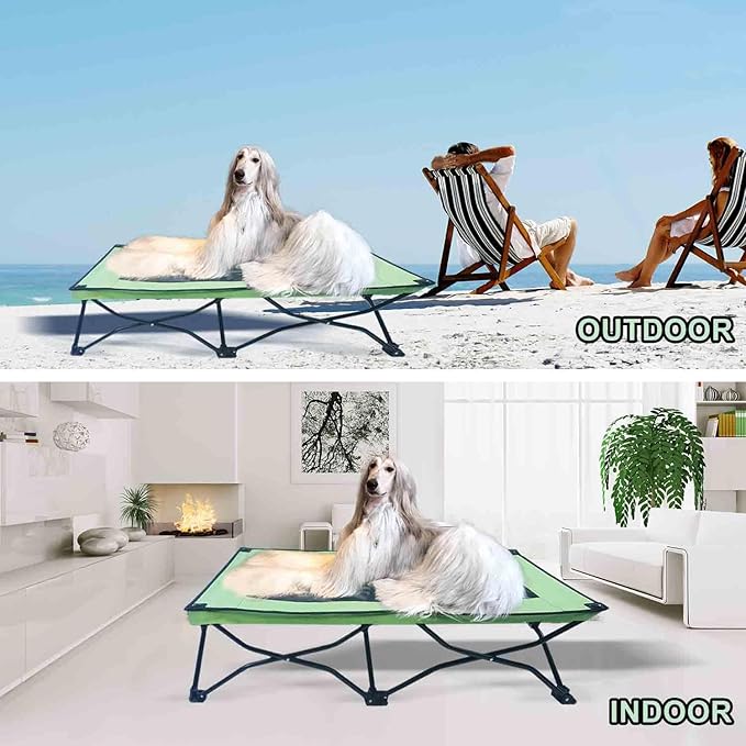 YEP HHO 47 Inches Long Elevated Folding Pet Bed Cot Travel Portable Breathable Cooling Textilene Mesh Sleeping Dog Bed (47 Inch (Pack of 1)