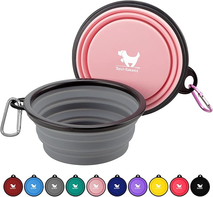Collapsible Dog Bowls for Travel 2-Pack Dog 2 Carabiners,