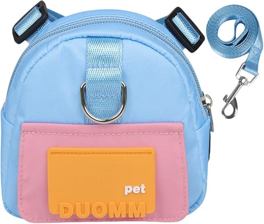 Cute and Functional Pet Outing Backpack with Adjustable Width and Water-Resistant Fabric. (Blue
