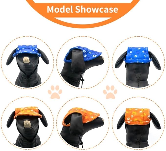 PET SHOW Dog Baseball Cap Dog Paw Print Peaked Cap Pet Sun Hats with Ear Holes Sport Hat for Medium Large Doggies Adjustable Drawstring Puppies Cats Visor Hat Girls Boys Red/L