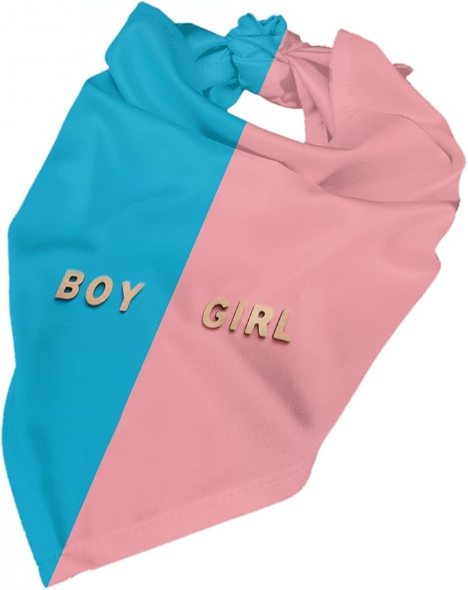 He Or She What Will It Be? Gender Reveal/Baby Announcement Dog Bandana,Pet Neckerchief for Pets Daily Wear Photo Prop Party Supplies (Three-Dimensional)