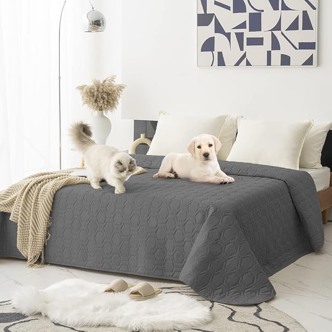 Waterproof and Non-Slip Dog Bed Cover and Pet Blanket Sofa Pet Bed Mat ,car Incontinence Mattress Protectors Furniture Couch Cover for Most Cats Dogs Pets(40x50-Dark Grey)
