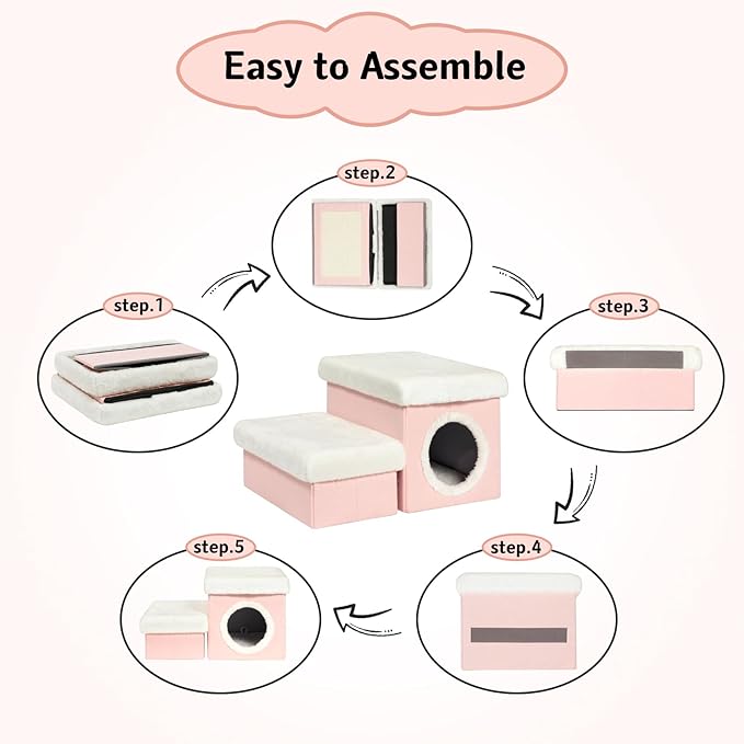 B FSOBEIIALEO Cat House with Toy Storage Box 15.7x12.6x12.6 inches