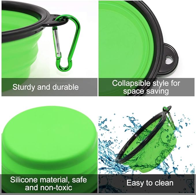 Dog Bowl Pet Collapsible Bowls 2 Pack 2 Carabiners
