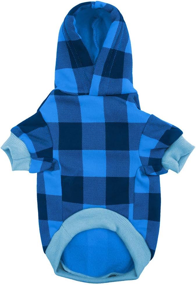 KOOLTAIL Plaid Dog Hoodie Pet Clothes Sweater with Hat and Pocket for Small Medium Large Size Dogs