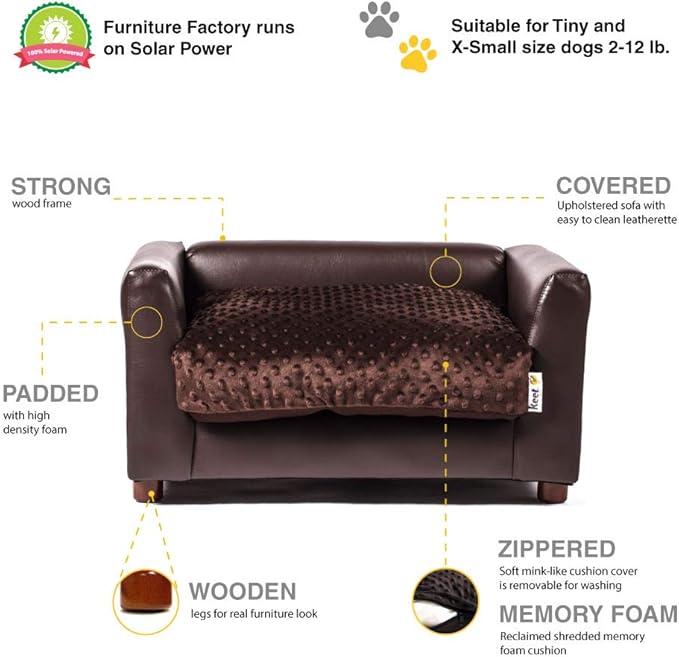 Keet Fluffy Deluxe Pet Bed Sofa Chocolate Small