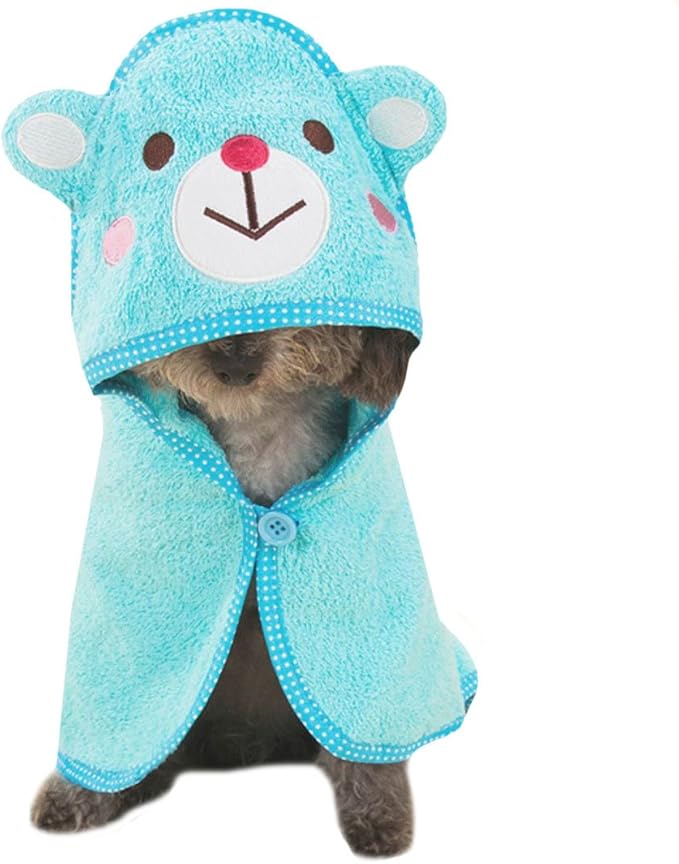 Goclothod Pet Hooded Bath Towel Cartoon Drying Bath