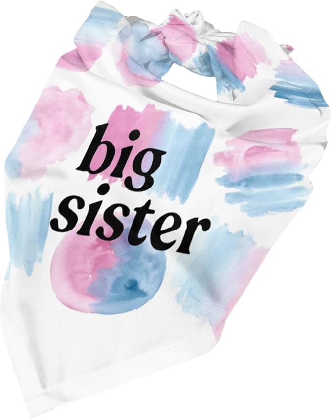 Big Sister Dog Bandana,Baby Announcement Dog Bandana,Gender Reveal,Pet Scarf, Pet Accessories for Photo Props Accessories (Color block)
