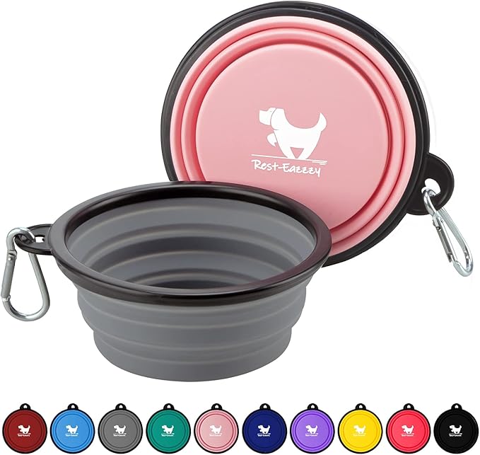 Collapsible Dog Bowls for Travel 2-Pack Dog 2 Carabiners,