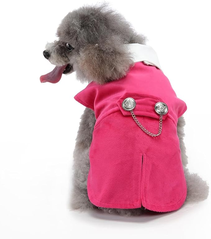 Puppy Velvet Tuxedo with Detachable Bowtie Prom Wedding Formal Wear Prince Costume for Small Dog (X-Small