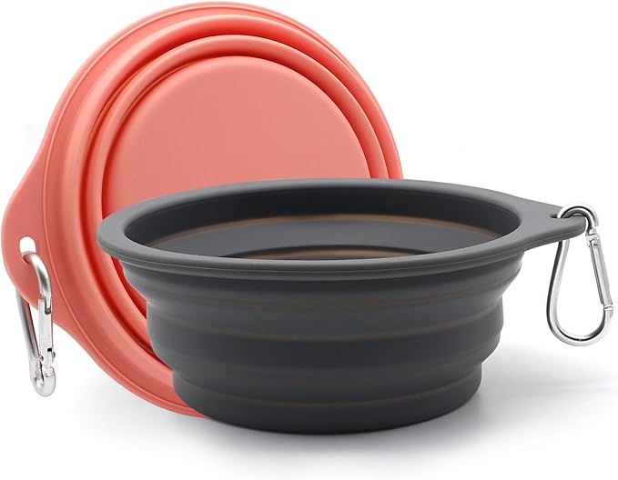 SLSON Collapsible Dog Bowl Foldable Dog Travel Water Bowls Integrated Molding No Plastic Rim Portable Pet Feeding Bowl for Walking Hiking Outdoors