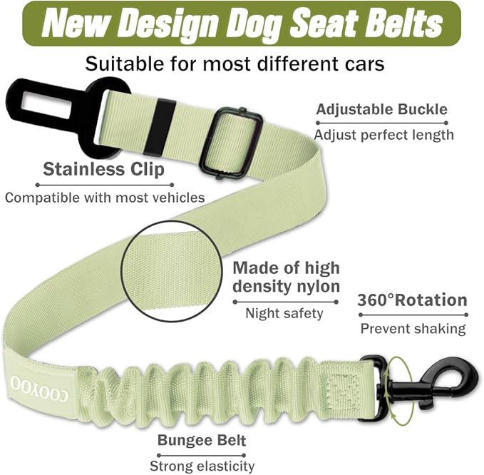 COOYOO Dog Seat Belt 3 Piece