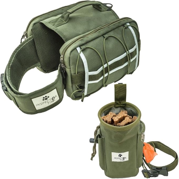 Comfortable Backpack for Anxious & Energetic Dogs w Treat Bag Bundle