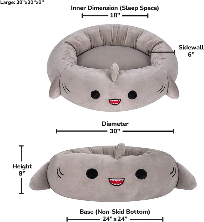 Squishmallows 20-Inch Gordon Shark Pet Bed