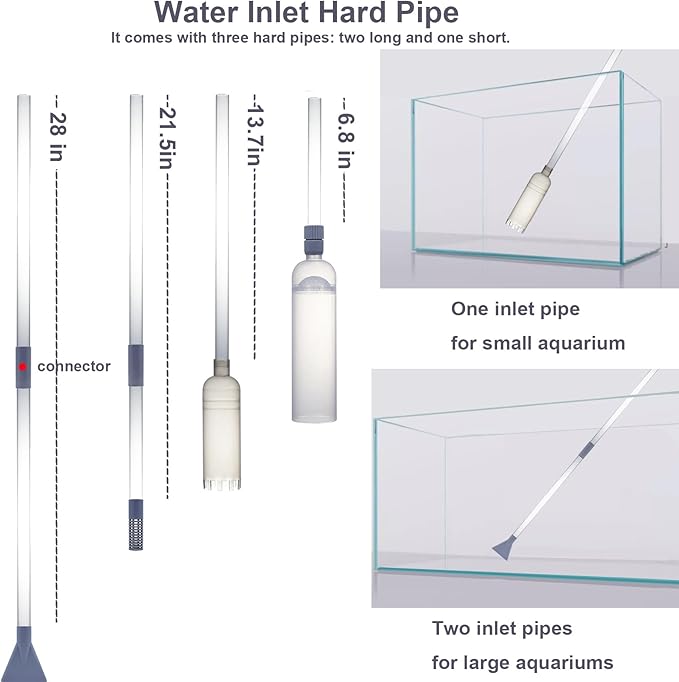 Aquarium Siphon Vacuum Cleaner Kit with Dual Vacuum Tubes for Various Tank Sizes and One Fish Net