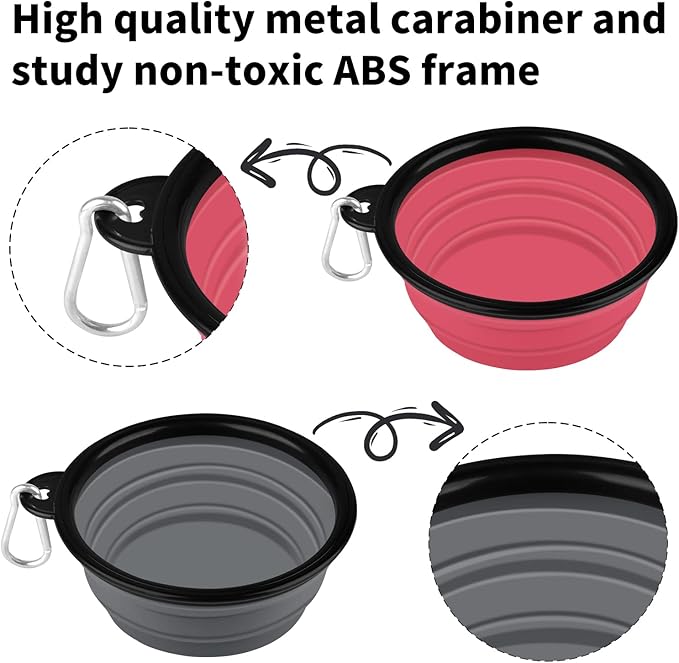 COOYOO Collapsible Dog Bowl 2 Pack 2 Carabiners