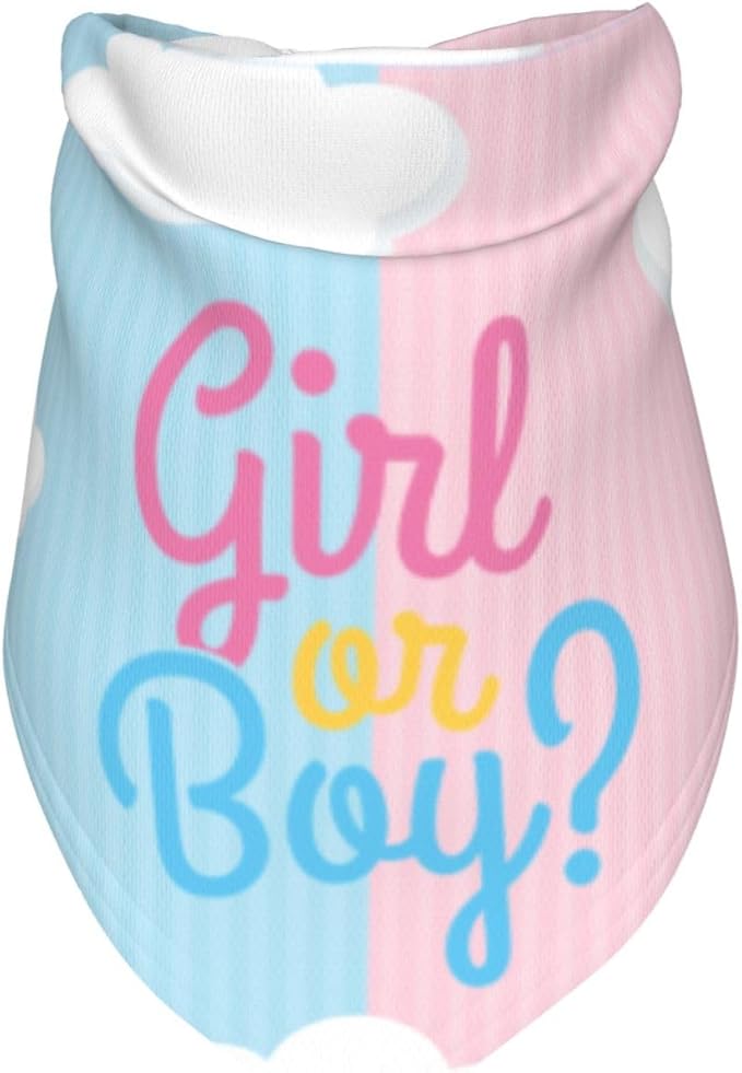 He Or She What Will It Be? Gender Reveal/Baby Announcement Dog Bandana,Pet Neckerchief for Pets Daily Wear Photo Prop Party Supplies (boy or Girl Clouds)