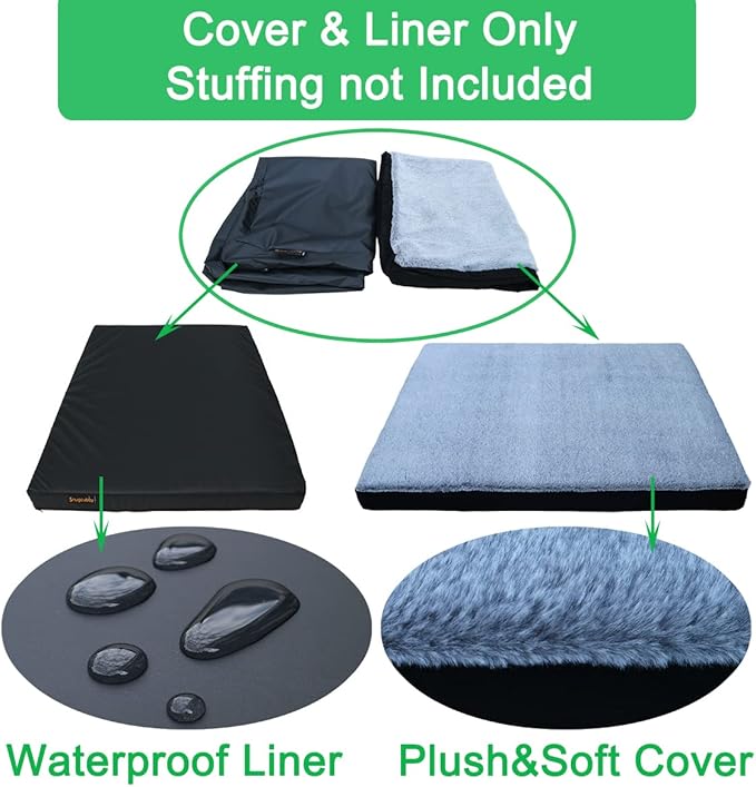44"x32"x3.6" XL Waterproof Dog Bed Covers Replacement Washable