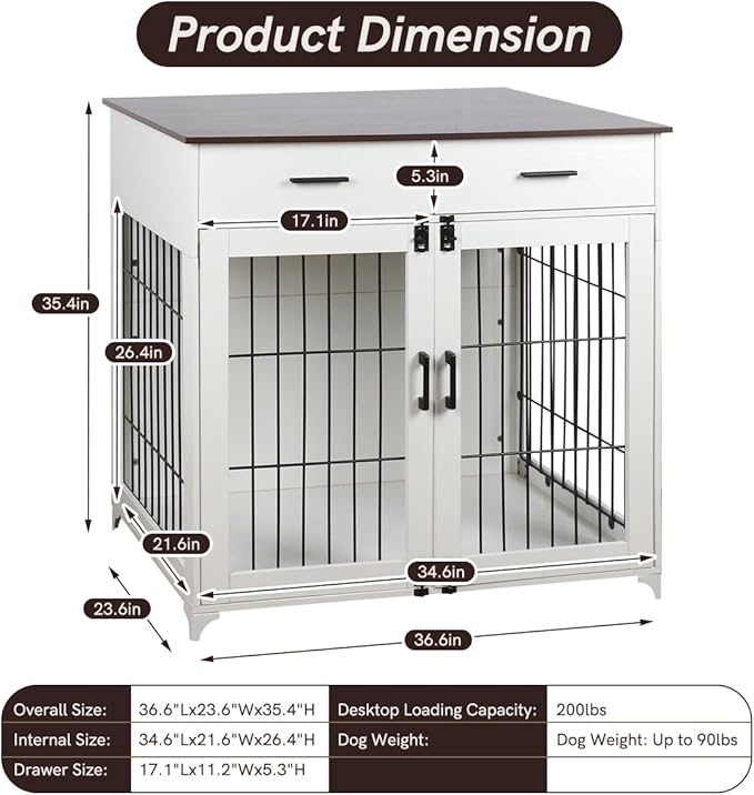 Snowtaros Dog Crate Furniture 36.6 Inch