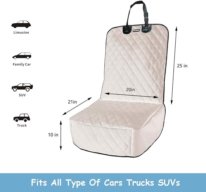 Dog Car Seat Covers 100% Waterproof Car Seat Protector for Pets Front Seat Scratch Proof Non-Slip Durable for Cars