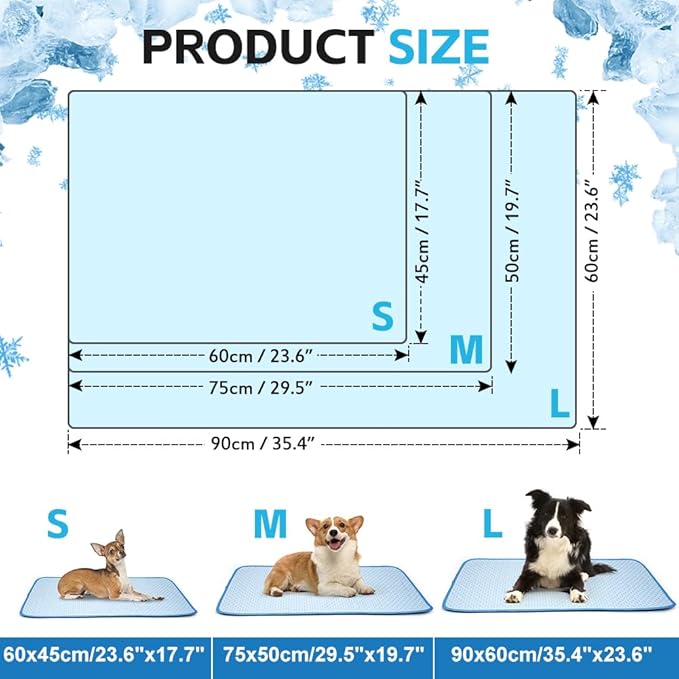 ULIGOTA Dog Cooling Mat Breathable Cooling Pad for Dog Cats Washable Pet Cooling Mat for Crate