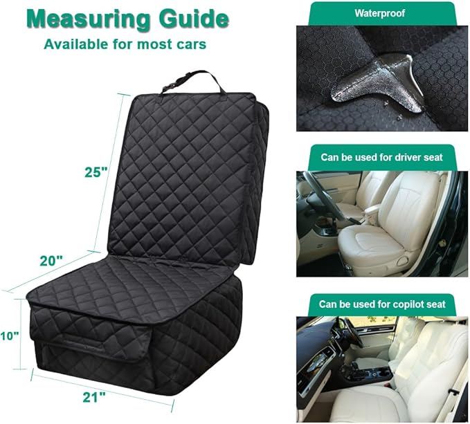 Waterproof Front Seat Cover Dog Car Seat Covers Nonslip and Full Protection with Side Flaps Fits Most Cars