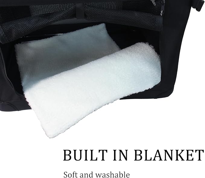 STARBRILLIANT 3-Door Portable Soft-Sided Folding Soft Dog Travel Crate Kennel (36″x25″x25″)