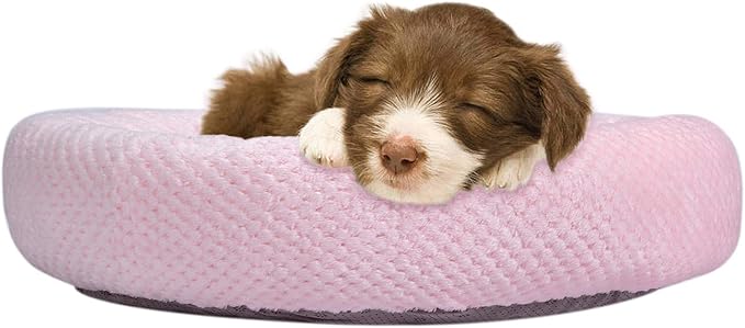 WONDER MIRACLE Fuzzy Deluxe Pet Beds (24" x 24", Pink)