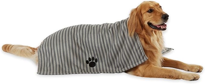 Bone Dry Pet Grooming Towel Collection Absorbent Microfiber X-Large 41x23.5", Striped