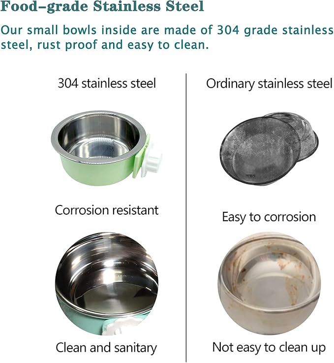 Tfwadmx Crate Dog Bowl Cat Removable Stainless Steel 2Pcs