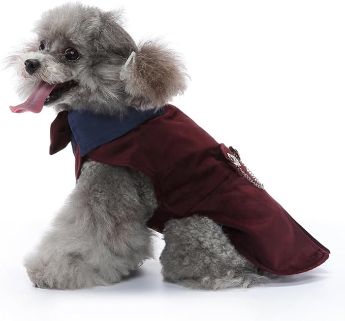 Puppy Velvet Tuxedo with Detachable Bowtie Prom Wedding Formal Wear Prince Costume for Small Dog (Large