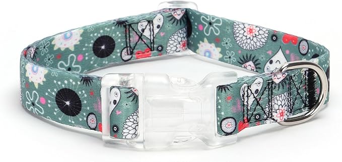 Floral Print Puppy Dog Collar for Small Medium Large Dogs Collars with Quick Release Buckle for Girls Female Dog Soft Nylon Comfortable Durable Pet Collar (NO5